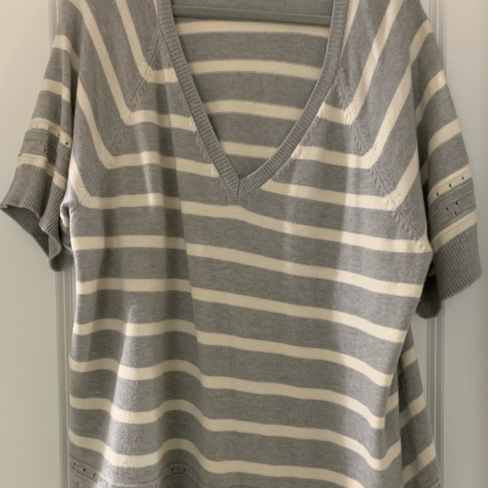 Lane Bryant Gray and Cream Knit Top